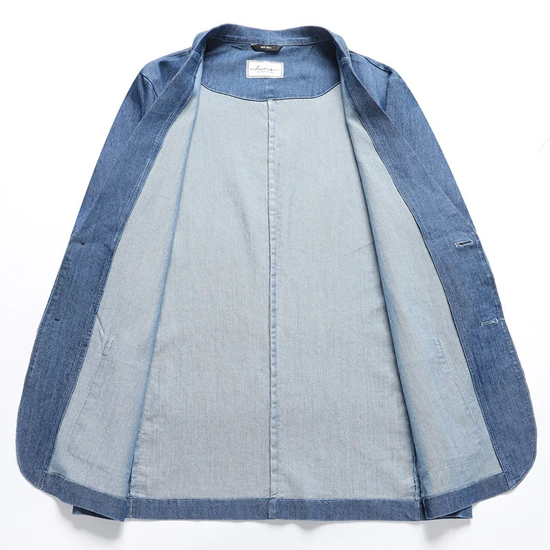 8XL7XL6XL plus size Spring and Summer Mens Thin Cotton Monochrome Suit Loose Denim Casual Jacket Coatoversized 241211