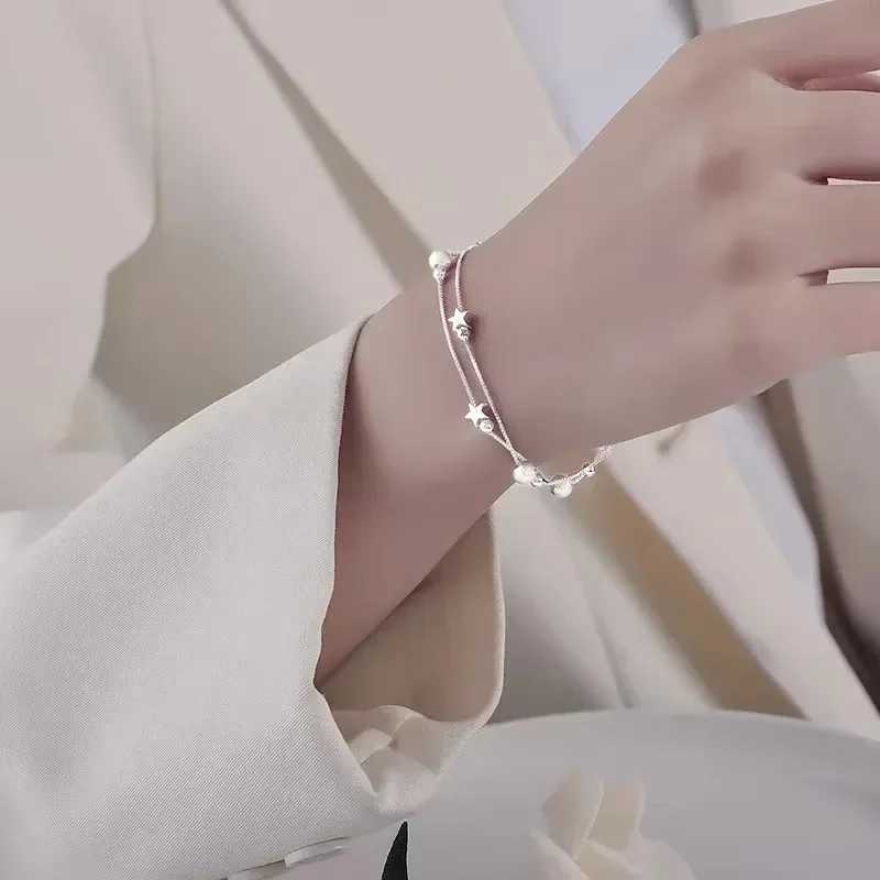 Original 925 Sterling Silver Stars Bead Bracelets for Women Korean Adjustable Charm Lucky Bead Bracelet Luxury Party JewelryXJ241214