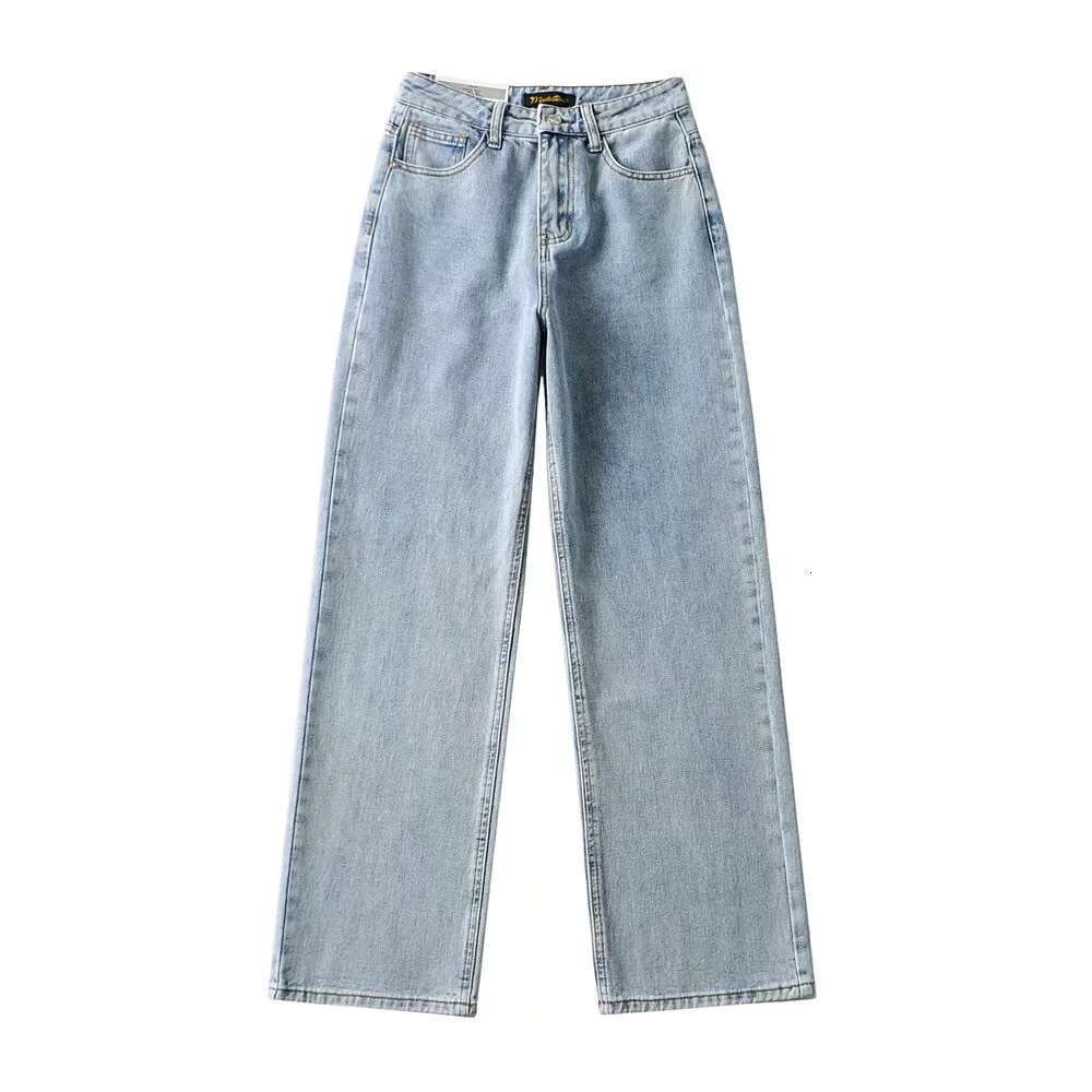 Autumn Hot Girl High Waist Loose Heart Pocket Wide Leg Jeans Women's Washed Straight leg Cowboy Pants Trendy 2024 New Style Stylish and Elegant C