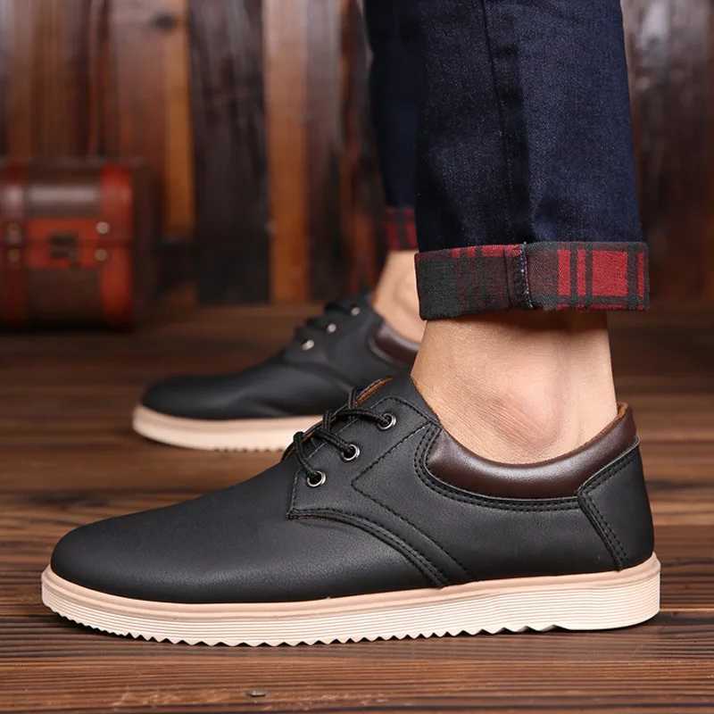 Men Leather Casual Shoes Platform Comfortable Flat Shoes for Men Trendy Men Sneaker 2023 Oxfords Shoes Zapatos De Hombre Z250403