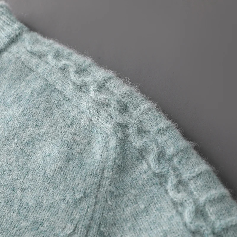 Mens Autumn and winter seven stitches 100% pure wool sweater mens thick sleeve flower round neck half zip knit pullover JB086 241213