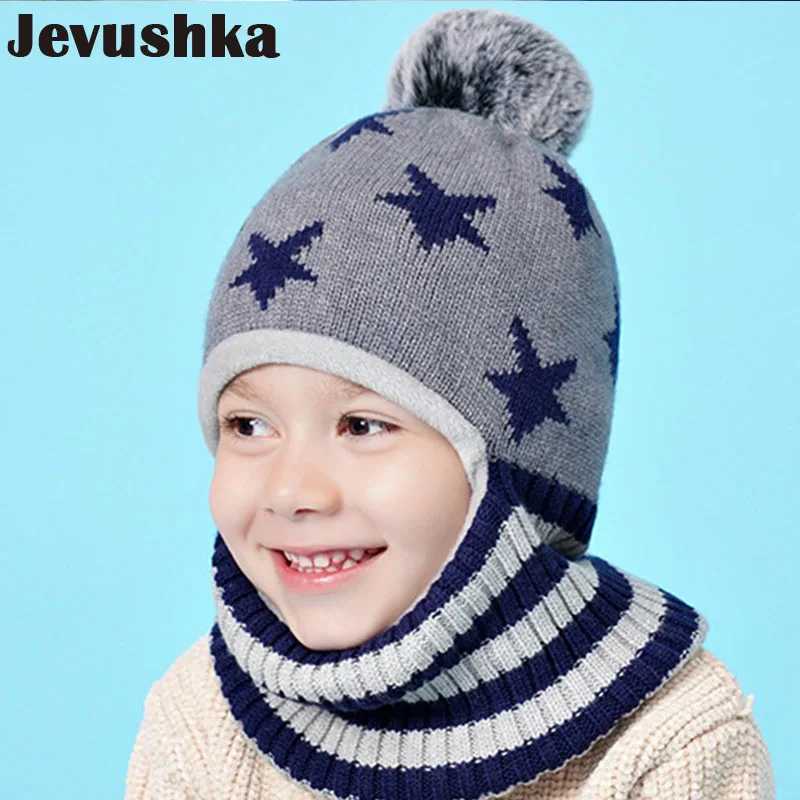 Winter Childrens Balaclava Hat Pompom Knitted Beanie Hat Baby Hat Sd Double layered Hat Boy W241213