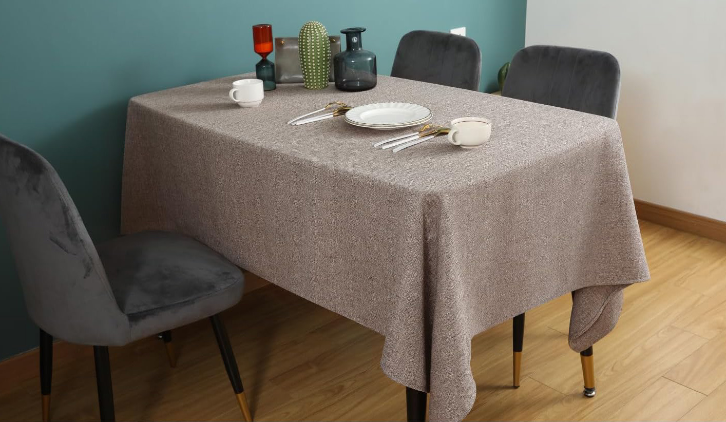 Natural Linen Cotton and Linen Rectangular Tablecloth Household Soft Waterproof and Anti-fouling Solid Color Simple Fabric Tablecloth a-1