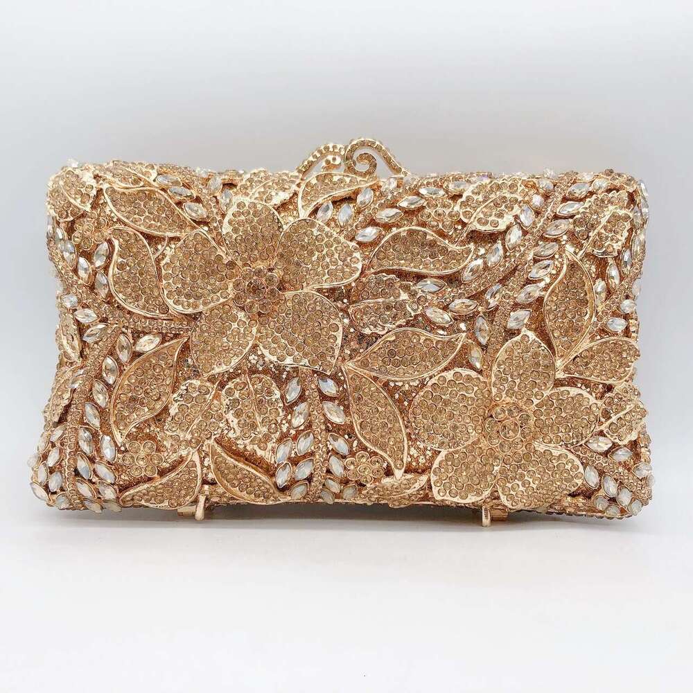 Women XIYUAN Evening Gold/Sier Shoulder Bags Stones Day Clutches Dias Metal Ladies Clutch Handbags