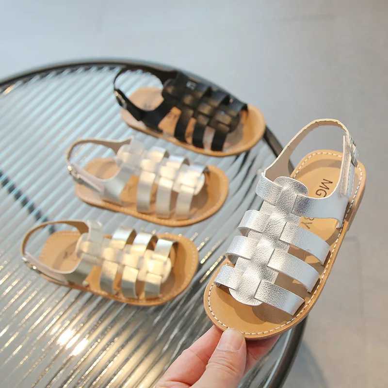 Sandals Toddler Sandals Little Girls Cut Outs Leather Shoes 2024 Summer Brand New Gladiator Sandals Weave Baby Girl Beach Shoes H06171 H241213