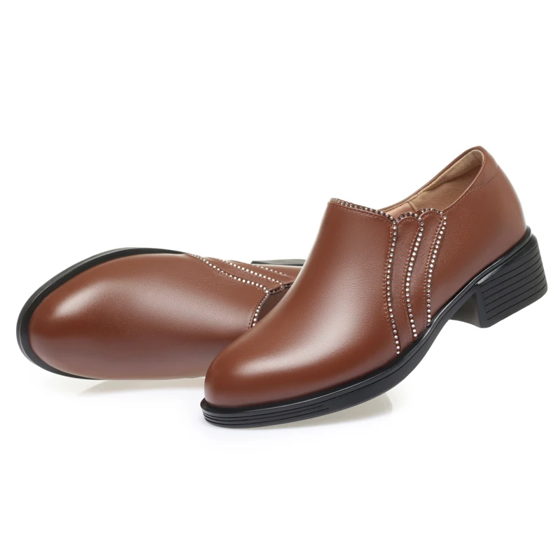 AIYUQI Women Office Shoes Fall Genuine Leather Women Dress Shoes Large Size Fashion Diamond Shoes Women