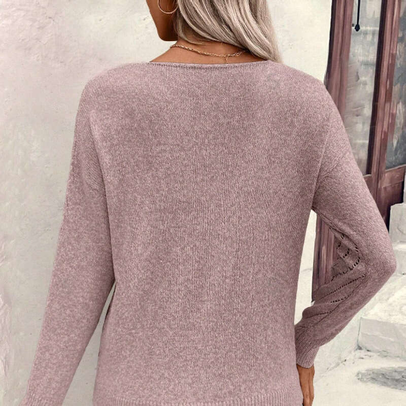 Autumn winter new European and American knitted women, hollowed out loose casual long sleeved pullover sweater for women
