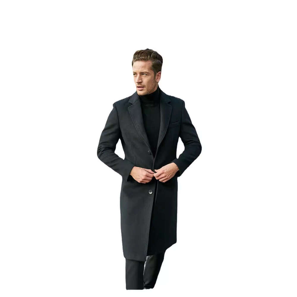 Men's British Men's Long Sleeved Woolen Coat For Autumn Winter, Trendy And Fashionable, With Classic Quality