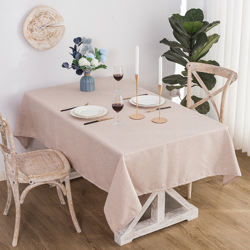 Solid Color Cotton Linen Tablecloth, Waterproof And Oil Resistant Rectangular Tablecloth LN1064