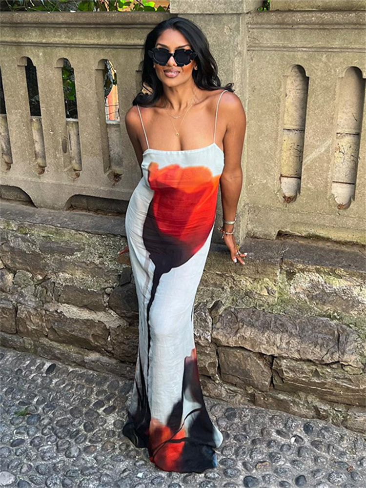 New Designer Sexy Mesh Print Transparent Slim Fit Strapless Women's Dress Party Beach Vacation Dress T Shirt