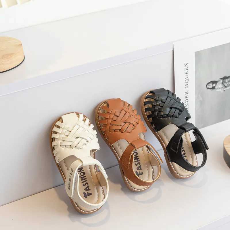Sandals Toddler Sandals Boys Girls Cut outs Leather Shoes 2022 Summer Brand New Gladiator Sandals Weave Baby Girl Beach Shoes Boy F04245 H241213
