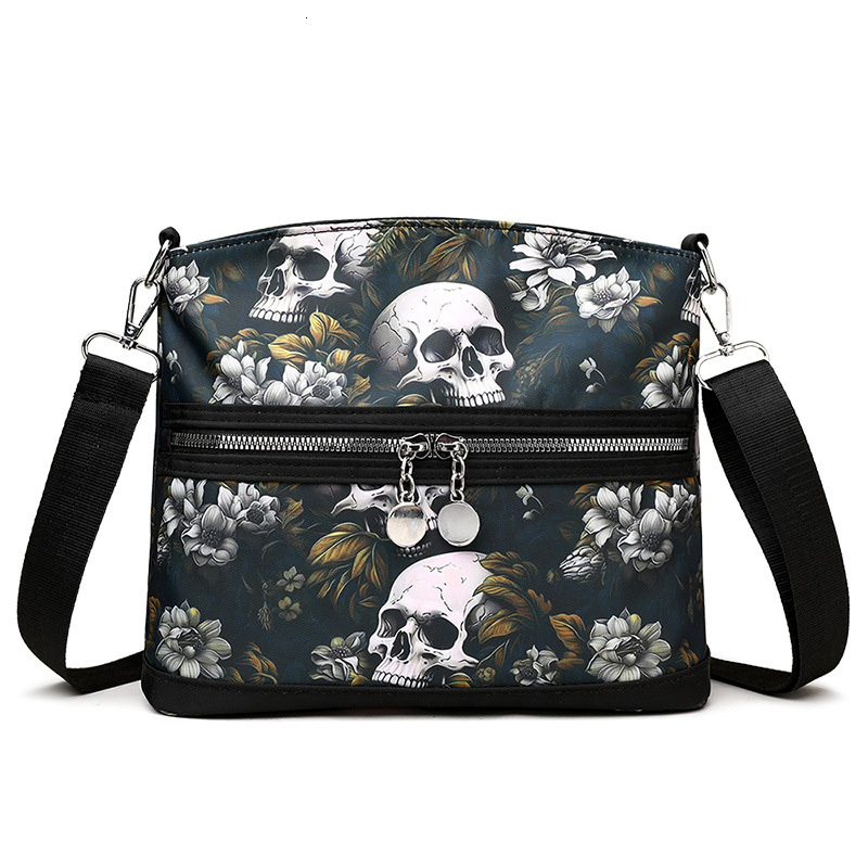 Fashion Wer Skull Pattern Crossbody Bags Women, Large Capacity Casual Graffiti Shoulder Bag For Halloween Gift