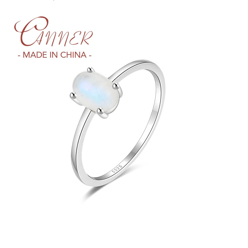 CANNER S925 Sterling Silver Moonstone Turquoise Ring For Women Wedding Finger Rings Fine Jewelry Bague Gifts Bijoux Anillos 241214