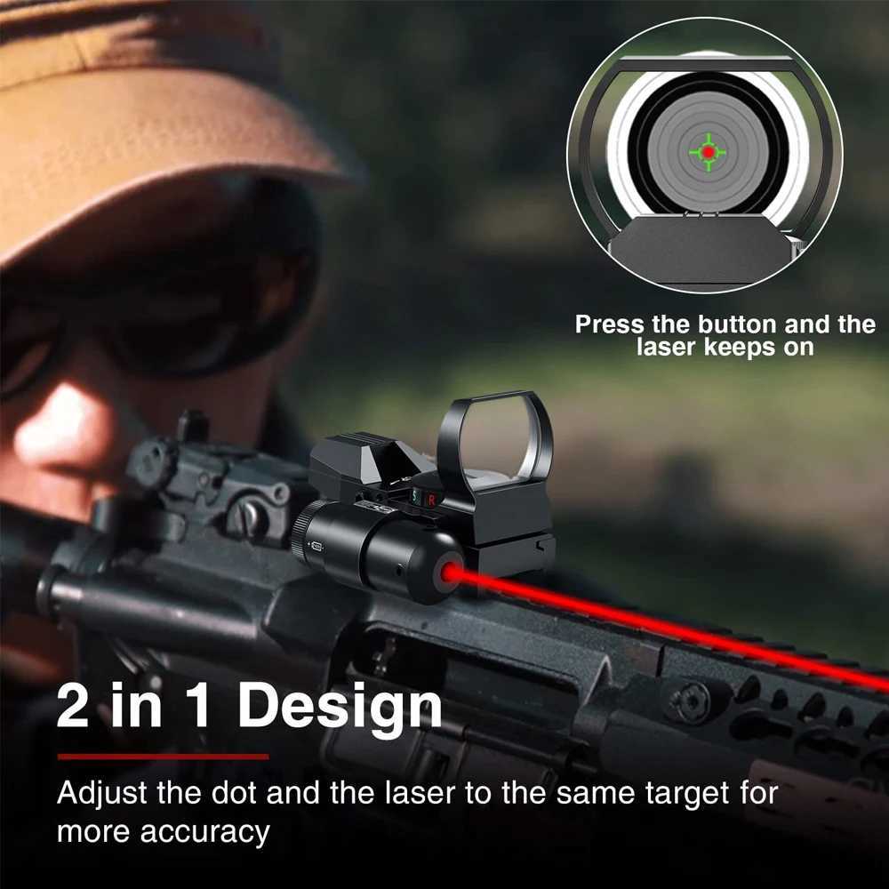 Red Green Dot Sight Laser Scope Tactical Rifscope Hunting Optics Red Dot Sight 4 Retic Scope Collimator Sight for 11mm/20mmXJ241214