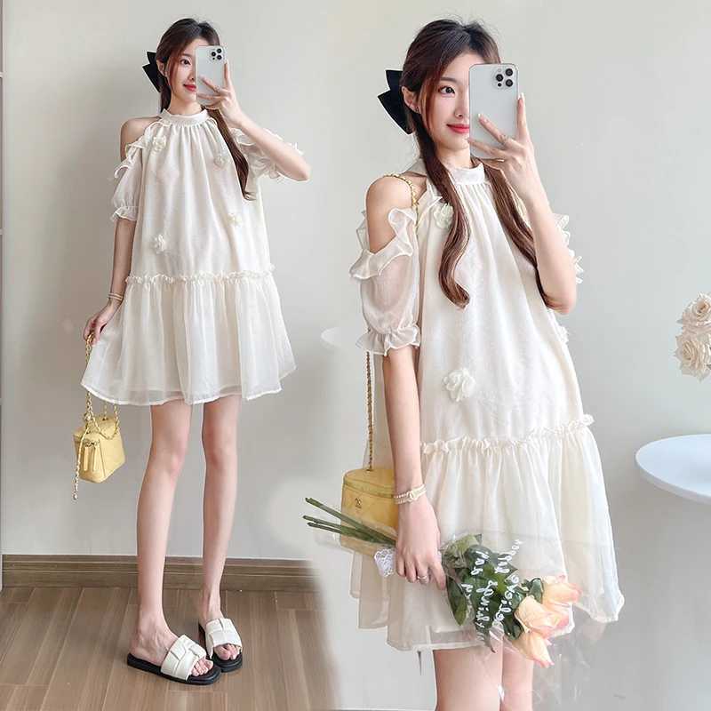 Loose Sweet Ruffled A-line Materni Dress Short Pregnant Woman Clothes Shoulderless Princess Par Dress Ball Gown Dress LovelyXJ241213