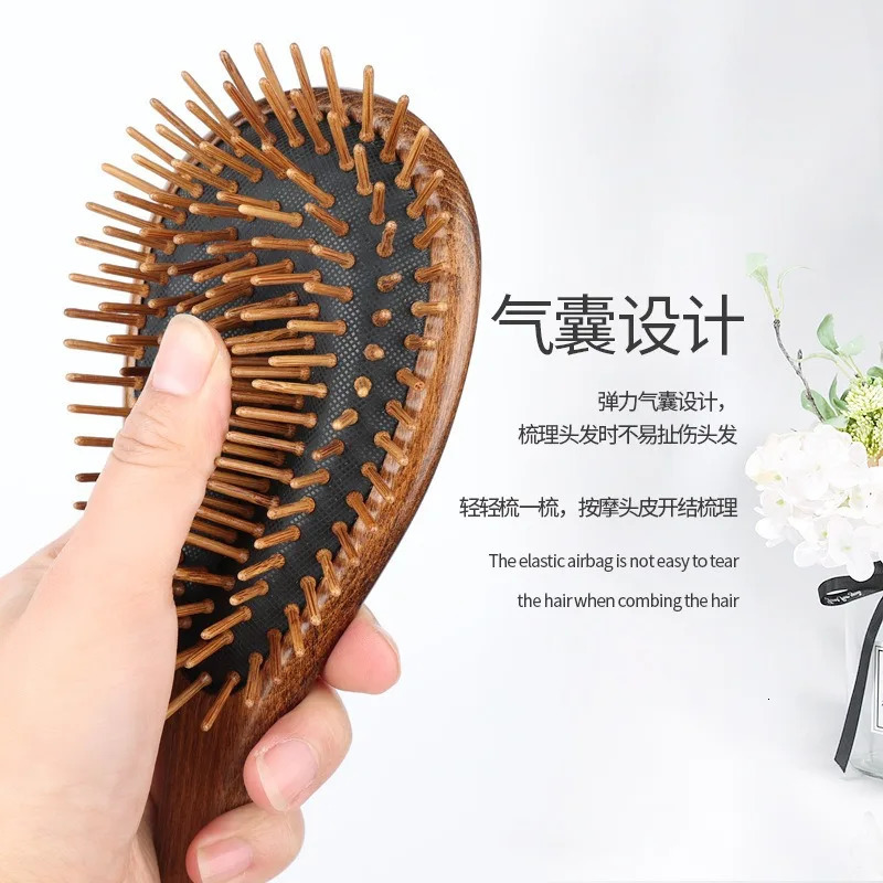 Womens Professional Air Cushion Hair Loss Massage Brush with Wooden Comb Hair Care and Health Bamboo Comb 241213