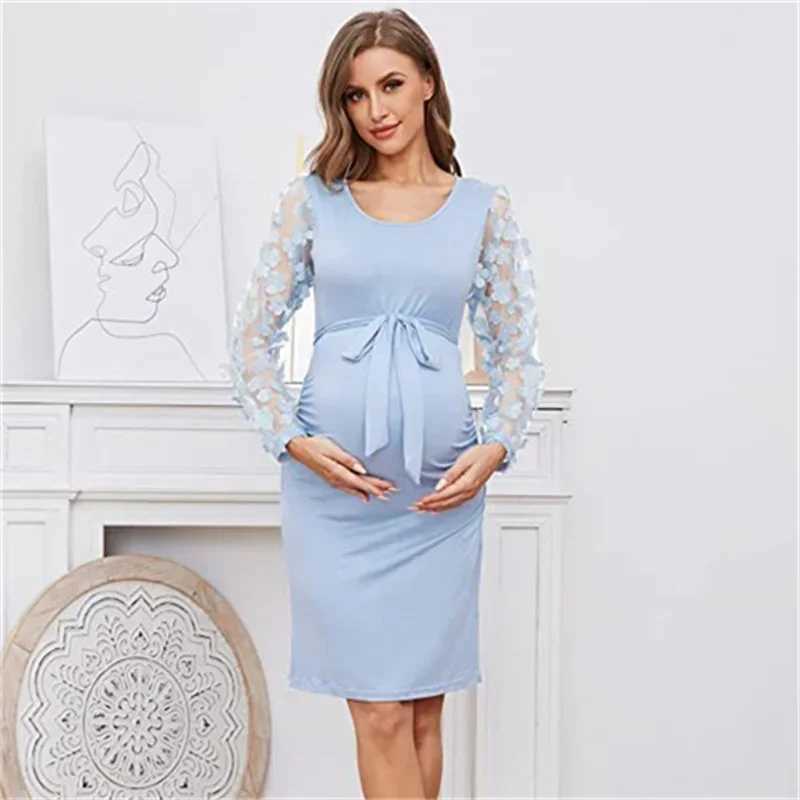 Pregnant Woman Sexy Lace Dress Materni Baby Shower Gown Photography Props Fancy Photo Pregnancy Par Knee Length Clothes NewXJ241213