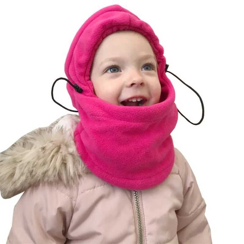 Plush winter baby hat warm wool Balaclava hat for boys and girls outdoor windproof hat with scarf thick childrens hooded W241213
