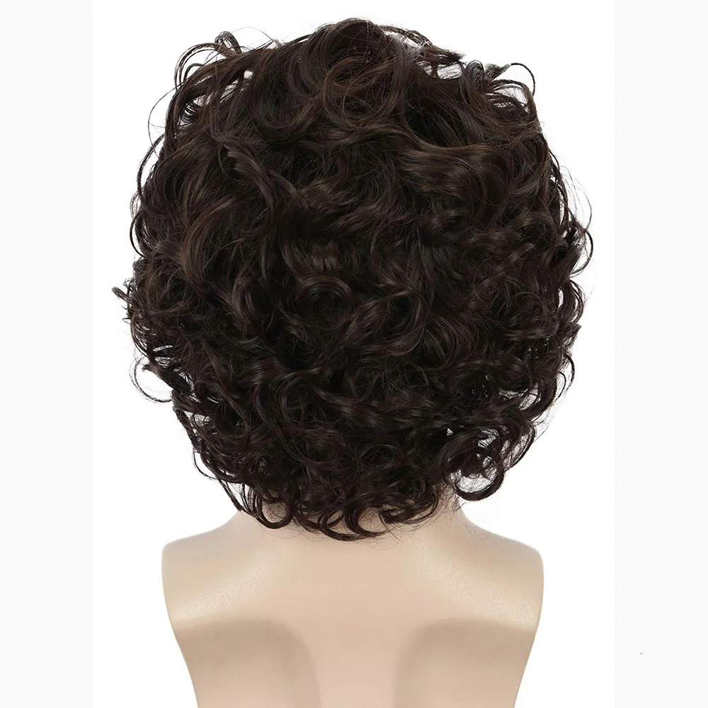 Gres Men Short Wavy Brown Wig Halloween Cosplay Costume Synthetic Hair Wigs High Temperature Fiber Machine Made 241213