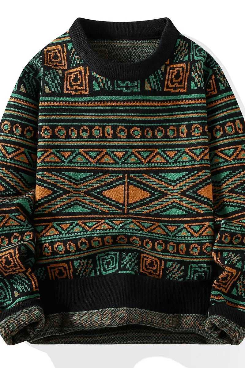 High Quality Mens Fashion Stripe Pattern Sweater Autumn/Winter Loose Knitted Mens Sweater Youth Thick Warm Wool Zipper S-6XL T241214