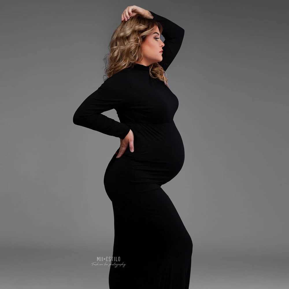 Materni Photography Gown Sexy Fashionable Black Stretch Cotton Floor Length Dress Baby Showers Pregnancyphoto Shoot CostumeXJ241213