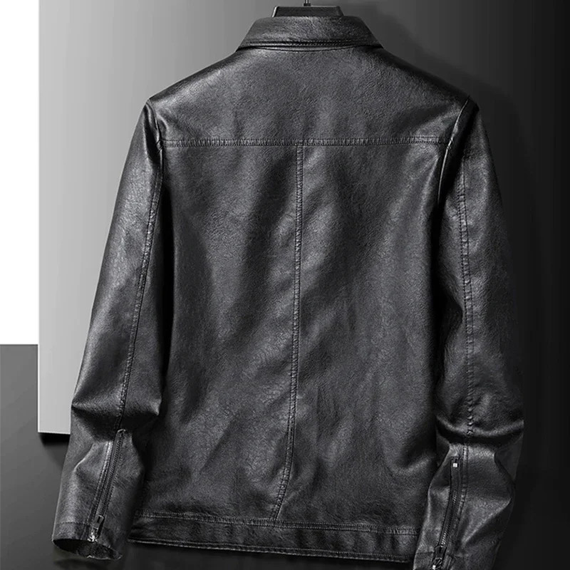 Men Outerwear Spring Autumn Style Comfortable Texture Leather Jacket Korean Version Plus Size Leather Jacket 241213