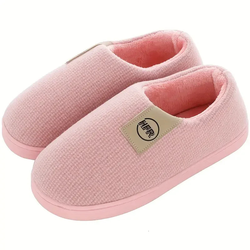 Winter Household Cotton Slippers Men Indoor Warm Plush Footwear NonSlip Platform Couple Women Allin Package Shoes 241214