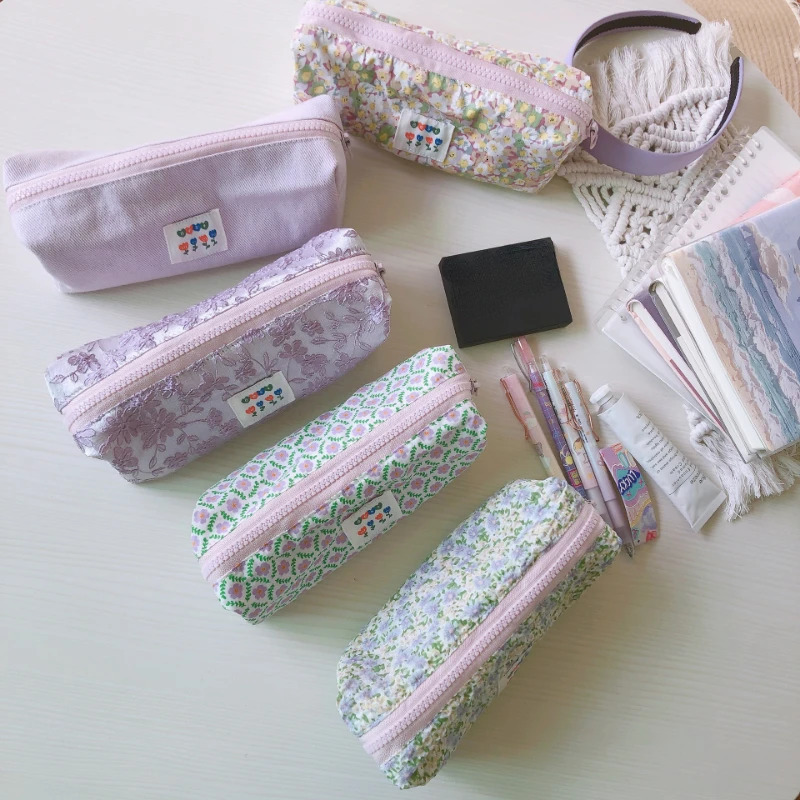 Fresh Sweet Purple Series Makeup Bag Makeup Storage Bag Makeup Brush Organizer Student Large Capacity Pencil Bag 241212