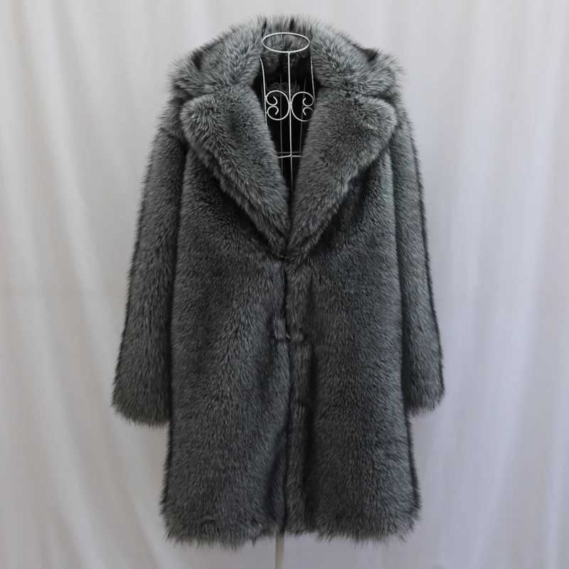 Mens fur coat mink long coat plus size winter thick and warm windbreaker W241213