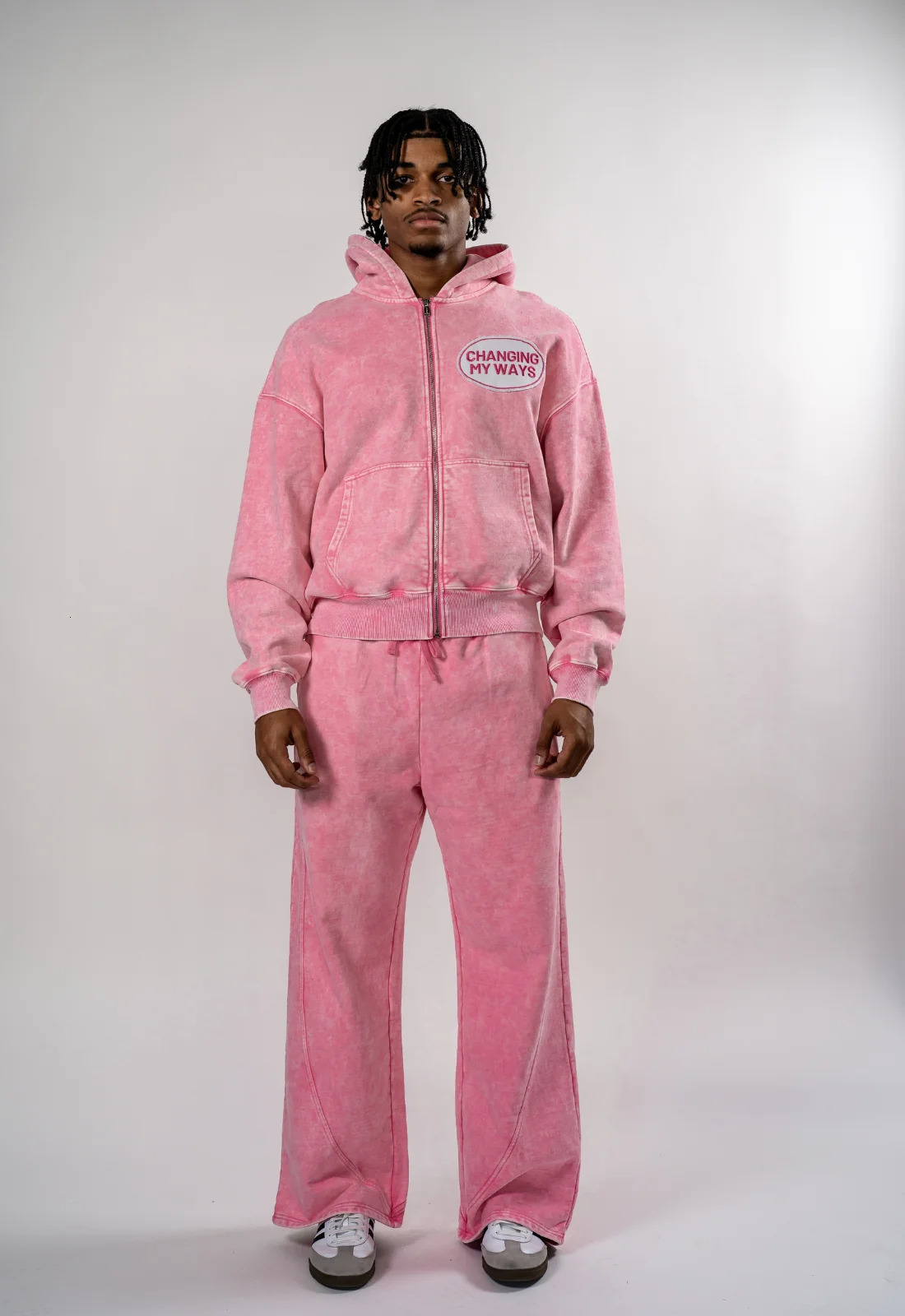 American High Street Streetwear Sweatpants Solid Color Striped Straight Loose Harajuku Same Style for Men and Women 241214