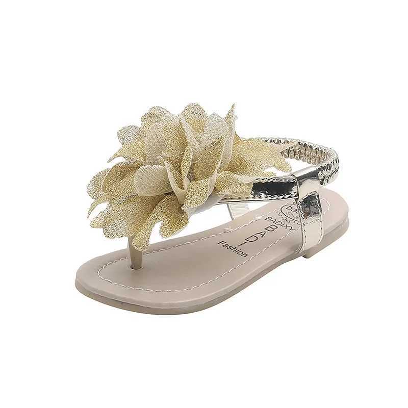 Sandals Flip Flop Girl Toddler Sandals Cute Flower Anti-Slip Little Girls Glitter Petals Slide Princess Wedding Party Dance Shoes H06072 H241213