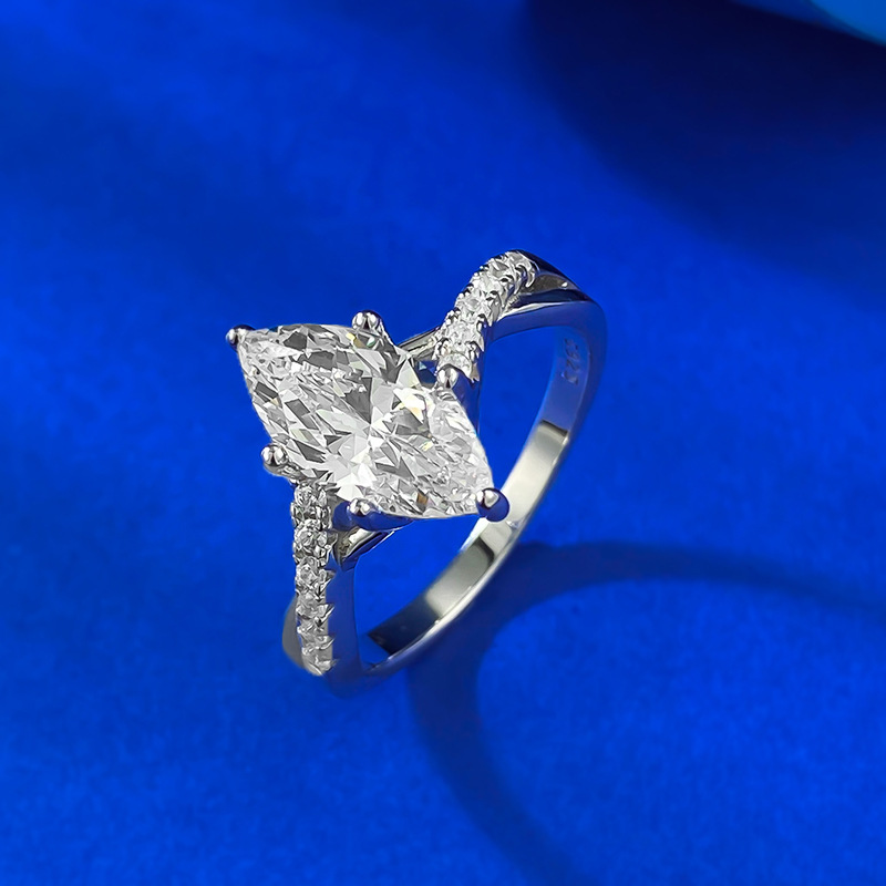 Choucong Brand New Wedding Rings Luxury Jewelry Handmade Genuine 100% S925 Sterling Silver Marquise Cut White Moissanite Diamond Elegant Women Engagem