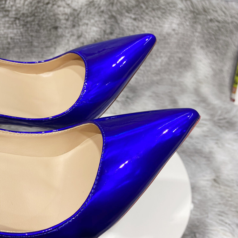 Noenname_Null-Women's Valentine's Day Laser Blue Heels, Shiny Stripper High Heels For Wedding