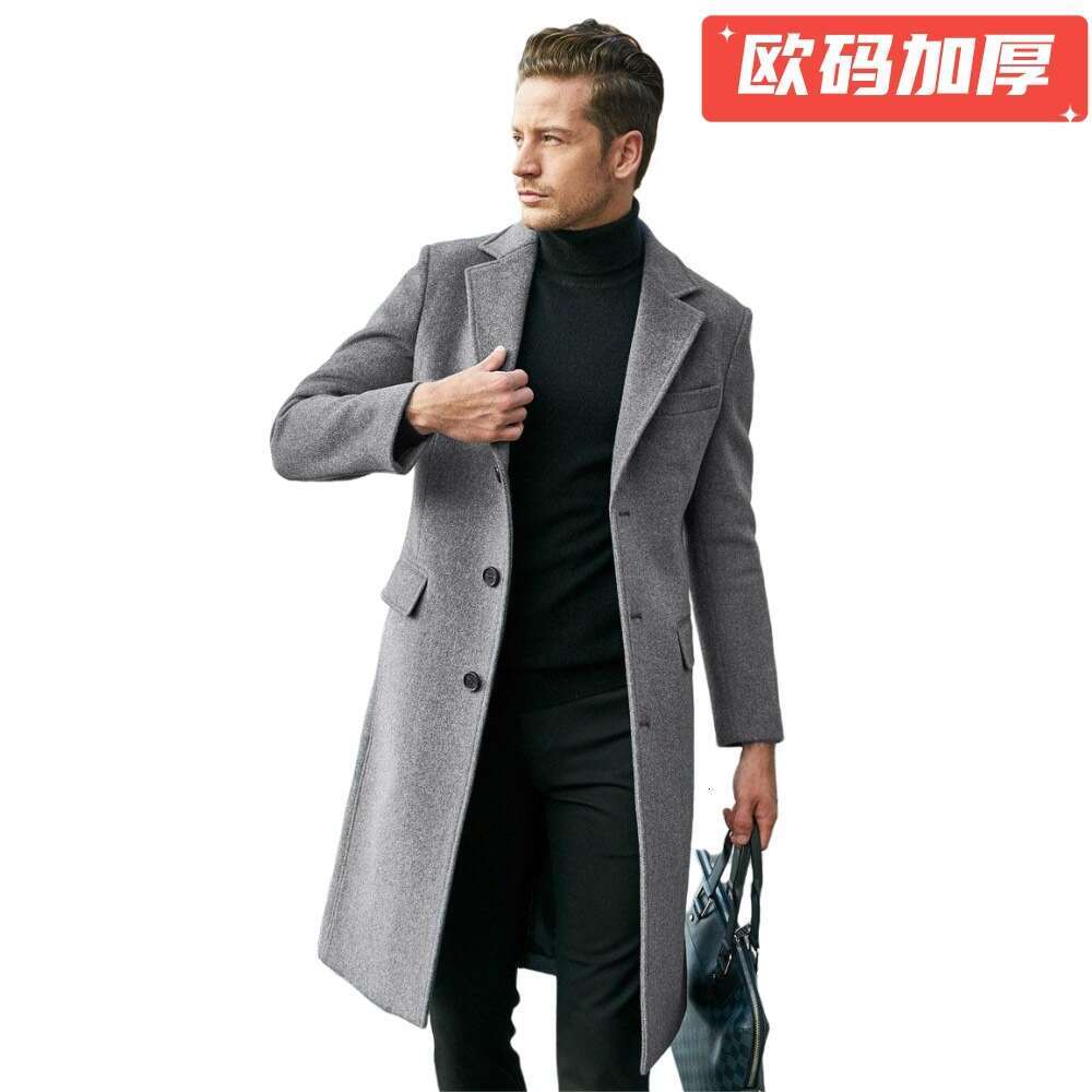 Men's British Men's Long Sleeved Woolen Coat For Autumn Winter, Trendy And Fashionable, With Classic Quality