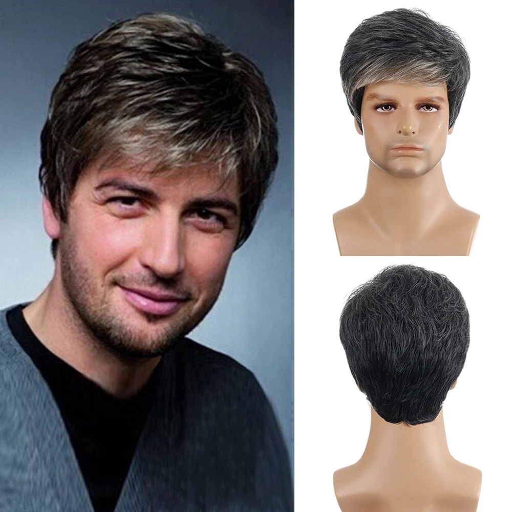 Mens Brown Wigs Natural Fluffy Layered Synthetic Hair For Men Male Halloween Daily Use Wig 241213