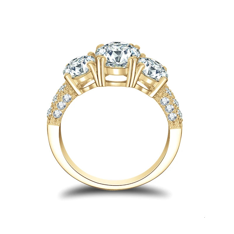 Lnngy Certified 20ct Oval Cut Three Stone Ring 10K Solid Gold Rings for Lovers Bridal Wedding Jewelry 241213