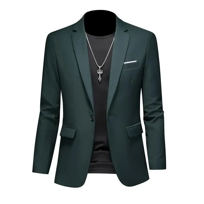 Boutique Fashion Solid Color Highend Casual Business Mens Blazer Groom Wedding Gown Blazers for Men Suit Tops Jacke Coat 241211
