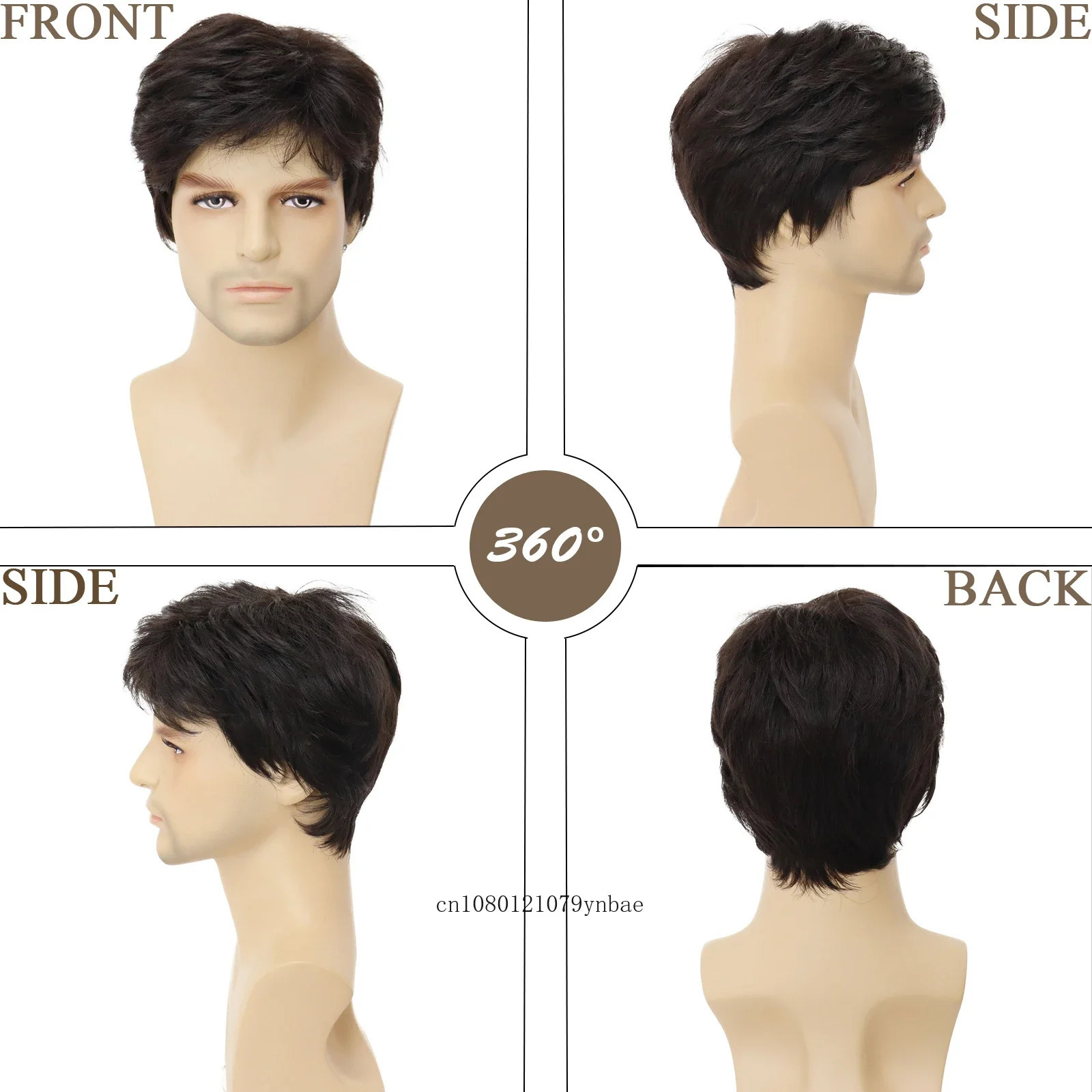 Men Dark Brown Wig Synthetic Short Straight Wigs with Bangs Businessman Hairstyles Male Cosplay Daddy Wig Gifts Daily Costume 241213
