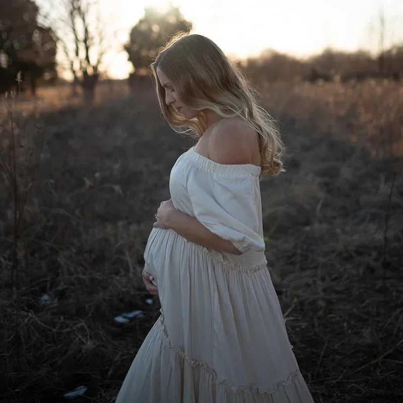 Bohemian Photo Shooting Cotton Pregnancy Dress Pregnant Women For Baby Shower Photo Shoot Dress Photography Props DressXJ241213