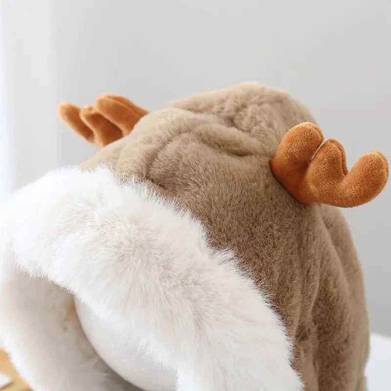 Winter childrens hats boys and girls deer scarves one-piece artificial fur childrens hats thick childrens earrings cute Christmas gifts W241213