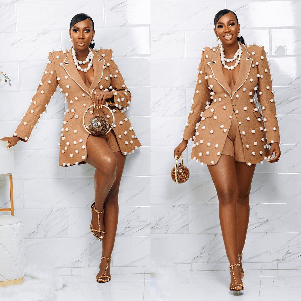 Luxury Mother Of The Bride Suits Pearls One Button Notched Lapel Long Blazer Ladies Outfits Prom Blazer One Piece Set Slim Fit Wedding Party Customize