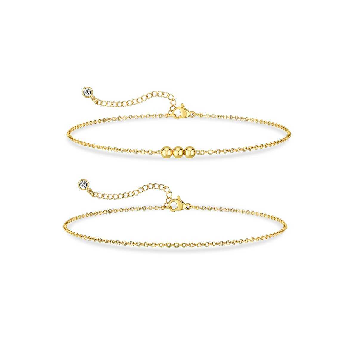 2 layers Classic mini bracelet thin Chain 2024 new fashion Stainl Steel Gold Color tren jewelry Party gift wholesaleXJ241214