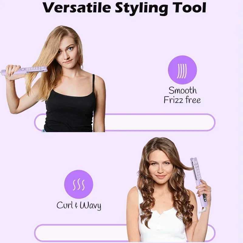 NOVUS 2 In 1 Hair Curler Straightener Fast Heating Hair Curling Iron With Cooling Air 4 Adjustable Temptures Hair Straightener W241214
