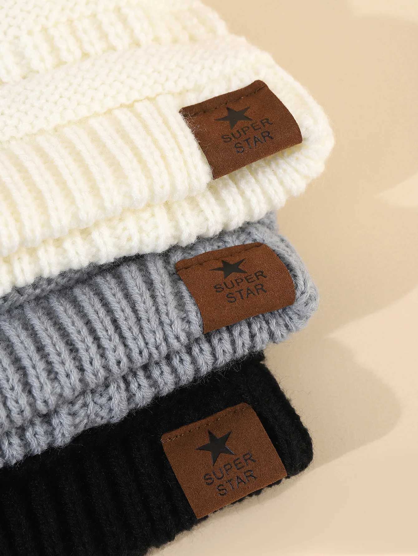 3 soft and warm knitted baby hats cute comfortable and short winter baby Todler baby shawl suitable for both boys and girls W241213