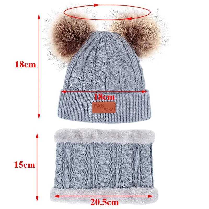 3 pieces of winter baby hats scarves gloves set childrens cute fluffy knitted hats girls and boys outdoor warm autumn childrens winter hats 1-5Y W2412