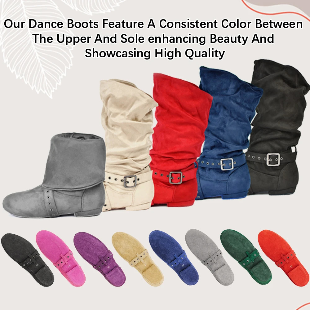 Jounning Suede Sole Boot Step Womens Latin Dance Boots Salsa Shoe Long Warm Up Line Shoes West Swing Dance Boots 241213