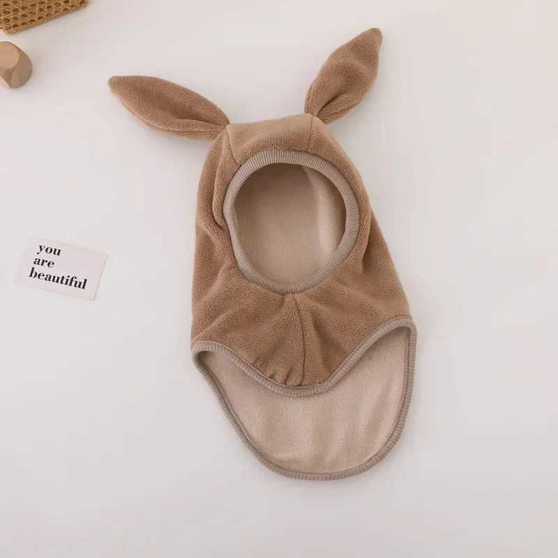 Winter Warm Rabbit Ear Baby One-Piece Hat for Boys Girls Kids Ear Protection Cap Outdoor Windproof Hood Beanies Balaclava Hat W241213