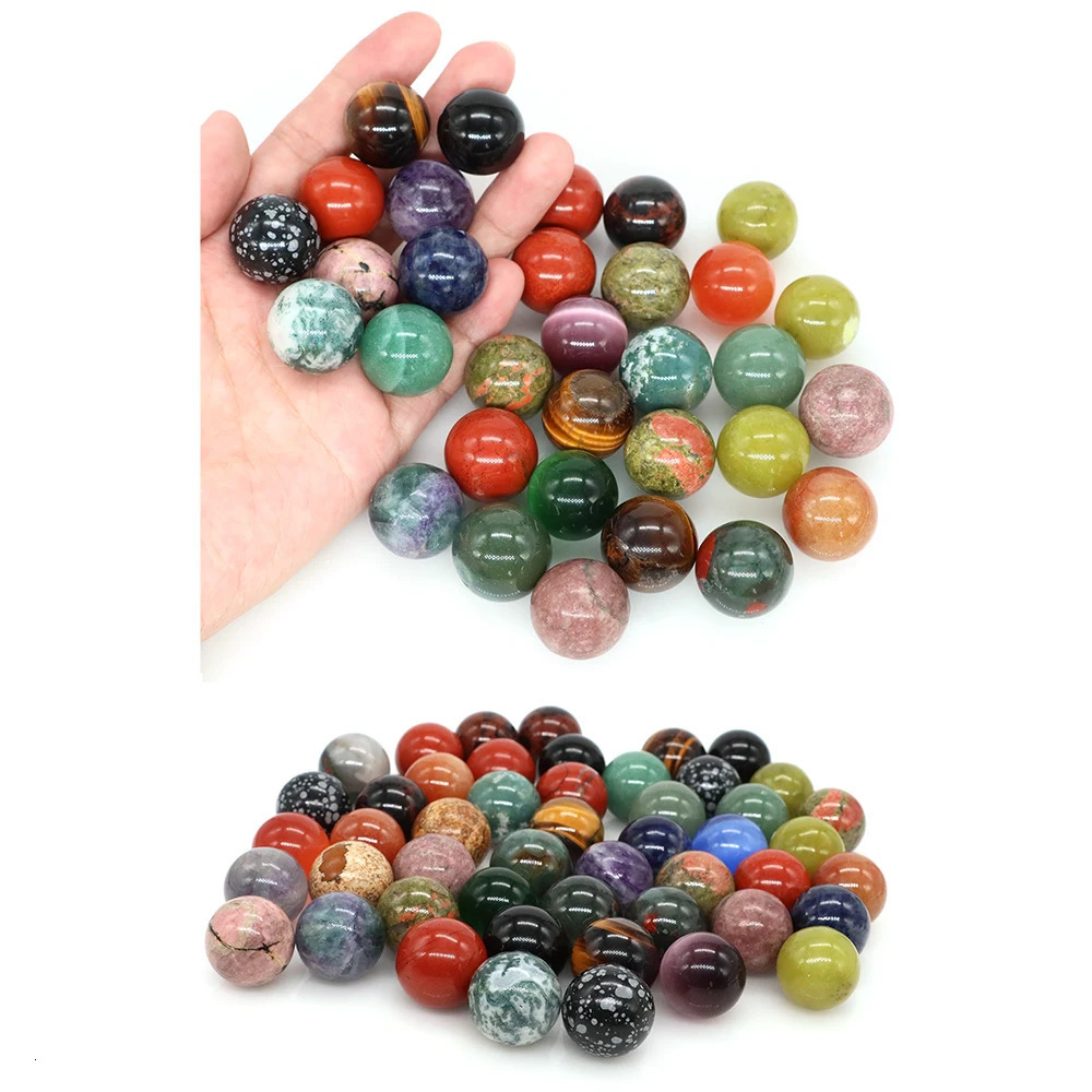 20mm natural stone round ball rose quartz non porous crystal beads DIY gemstone necklace bracelet making jewelry wholesale 241212