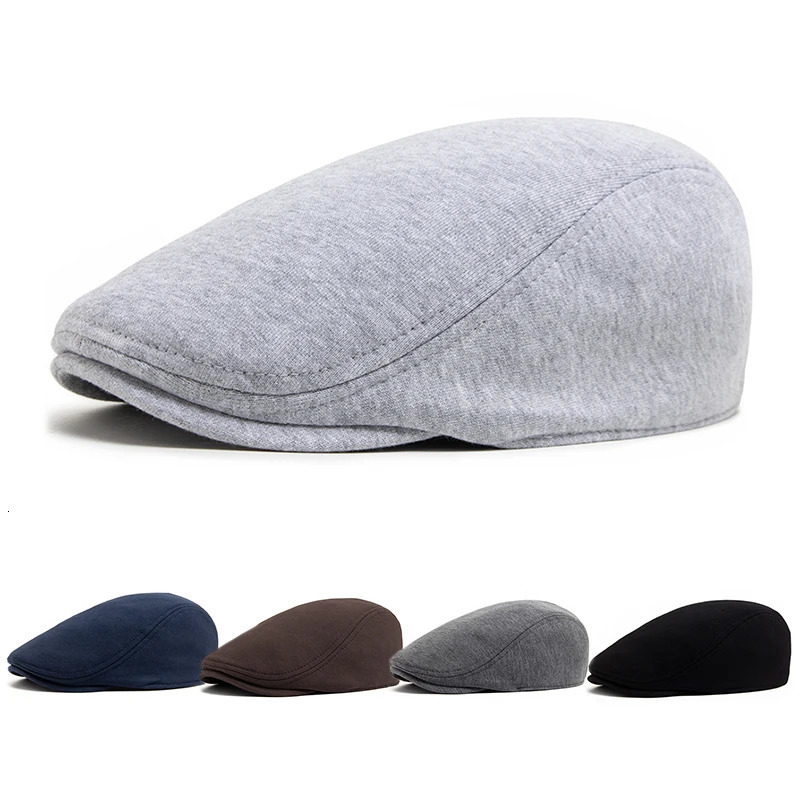 sboy Caps Men Casual Vintage Beret Knitted Cotton Cabbie Hat Autumn Winter Fashion Women Warm Flat Cap Unisex Adjustable 241214