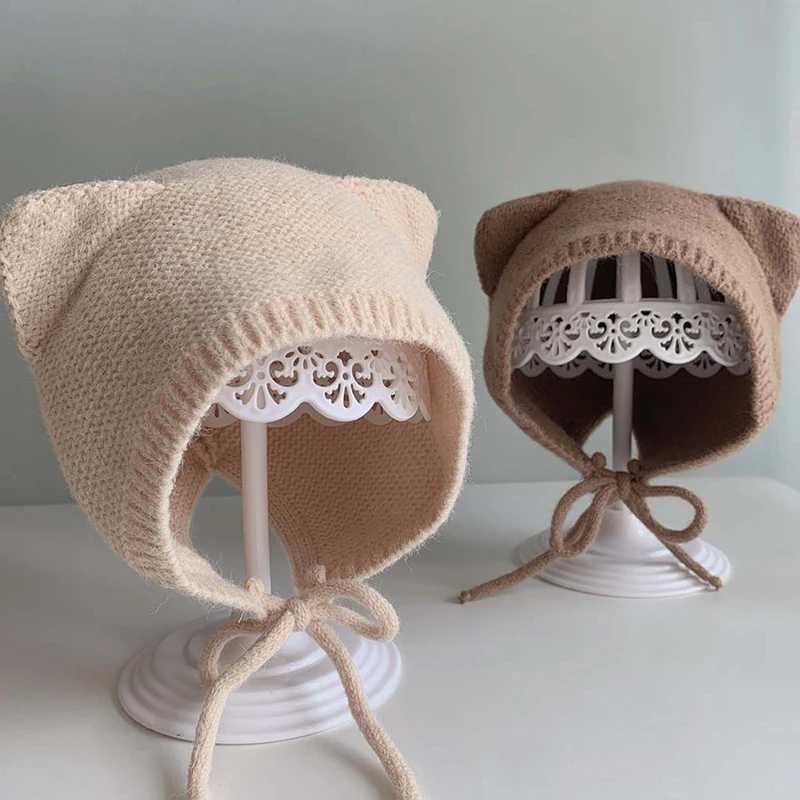 Cute baby hat with ears autumn winter baby boy girl bunny hat knitted baby and toddler warm ear mask hat W241213